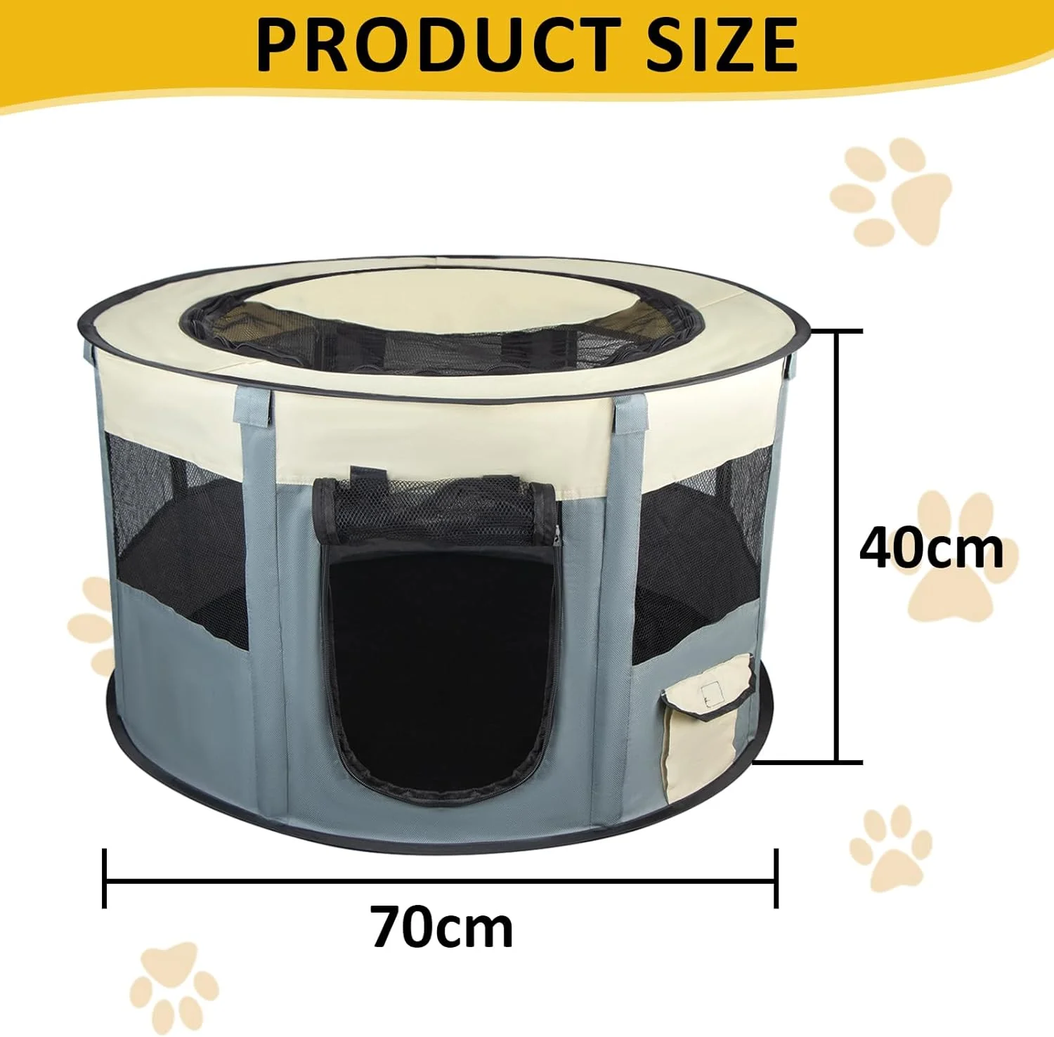 محوطه بازی سگ توله سگی، محوطه بازی تاشو و ضد آب حیوانات خانگی، محوطه بازی سگ توله سگی داخلی و خارجی، حصار سگ حیوانات خانگی 72 × 40 سانتی متری قابل جابجایی برای حیوانات کوچک، سگ ها، گربه ها، خرگوش ها