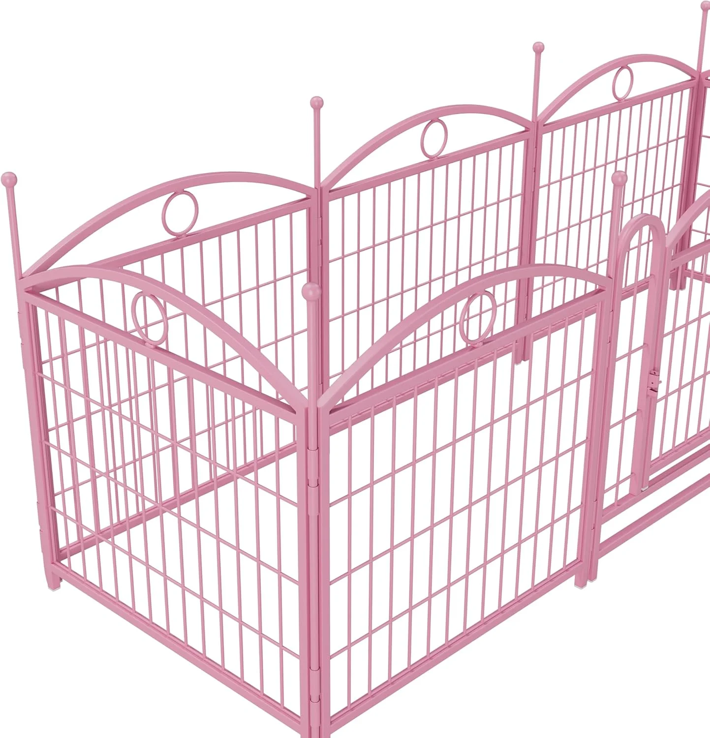 محوطه بازی سگ، ۸ پنل فلزی، تاشو مناسب داخل و خارج از خانه، ضد زنگ، حصار تمرینی سگ، حصار سگ با درب برای سگ های بزرگ، متوسط و کوچک و حیوانات خانگی