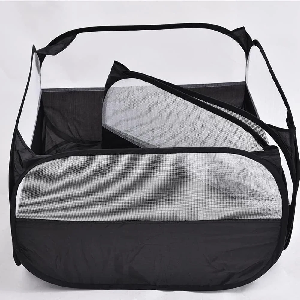 محوطه بازی حیوانات کوچک، تاشو، مناسب سگ و حیوانات خانگی، قفس ضد آب، چادر بازی توله سگ، حصار تمرینی قابل حمل در فضای باز با پوشش بالایی، مشکی