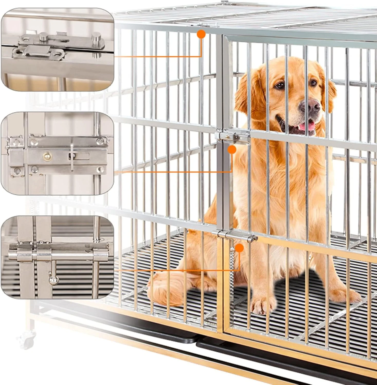 محوطه بازی سگ - قفس فلزی تاشو سگ با سینی پلاستیکی مقاوم در برابر جویدن، ایده آل برای آموزش توله سگ (110 * 72 * 92 سانتی متر)