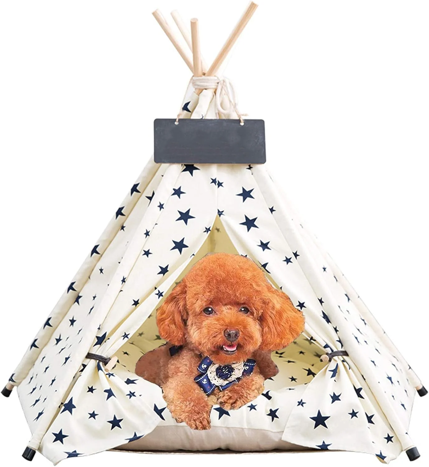 چادر تیپی حیوانات خانگی، تخت سگ و گربه برای سگ ها، توله سگ و گربه، چادرهای قابل حمل سگ و خانه های حیوانات خانگی با کوسن ضخیم و تخته سیاه، چادر داخلی و خارجی، تیپی کوچک و متوسط حیوانات خانگی، D، 60x70 سانتی متر