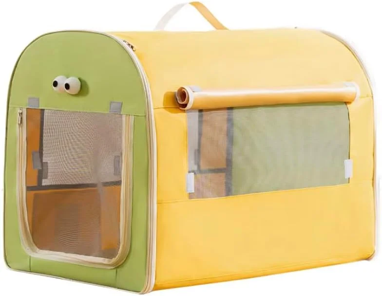 صندلی عقب خودرو حیوانات خانگی Puppytaste، خانه حیوانات خانگی قابل حمل، قفس پارچه ای تاشو با پنجره های توری، سبز و زرد