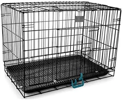 قفس سگ PSK PET MART با سینی جداشدنی، آبی/مشکی (24 اینچ)