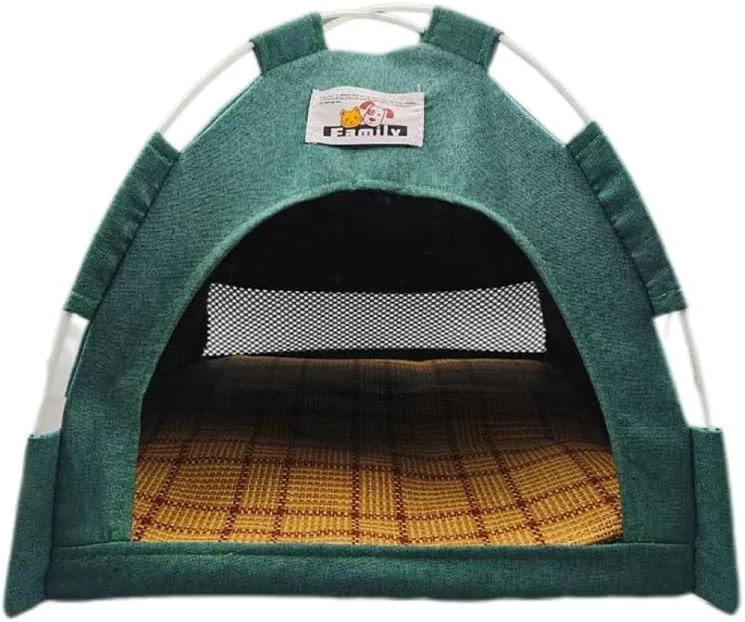 لانه چادر حیوانات خانگی QESQAR، تخت خواب حیوانات خانگی قابل شستشو برای تمام فصول، خانه تاشو گربه و سگ با تشک دو طرفه (سایز M: 2 کیلوگرم و کمتر)