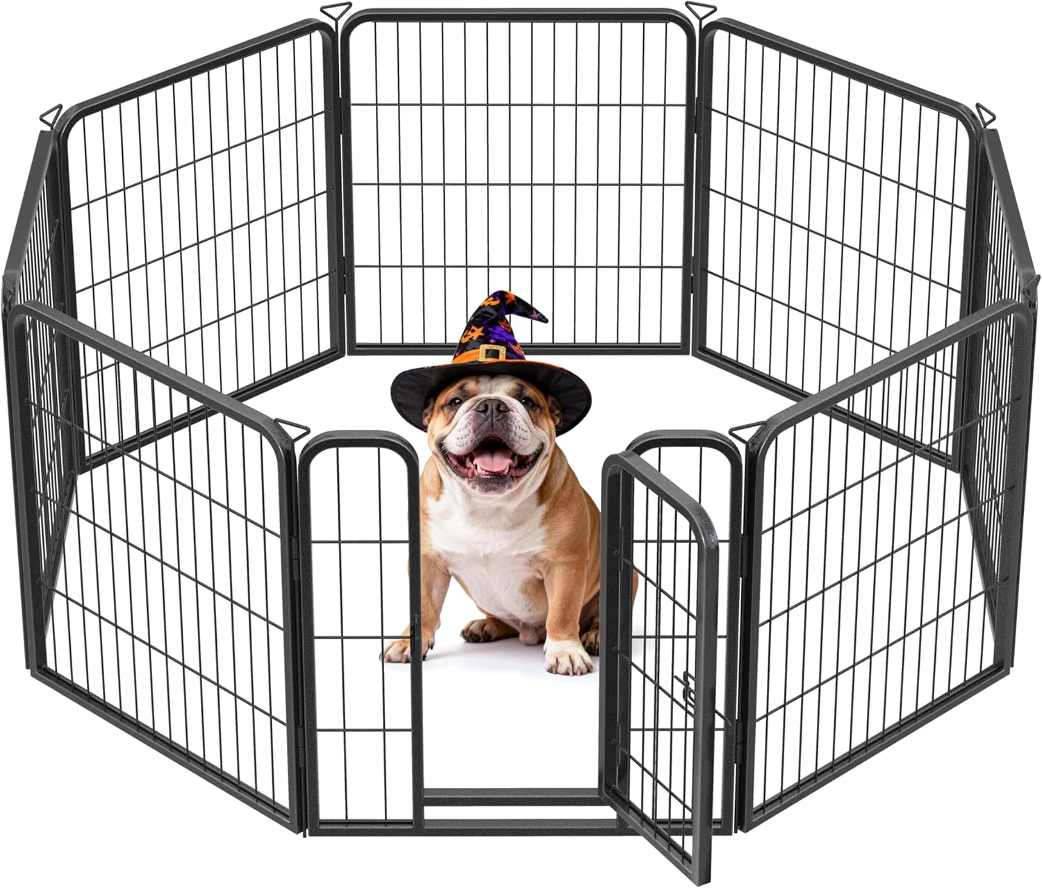 محوطه بازی سگ Pvpy Yvrd برای داخل/خارج خانه، حیاط خلوت، کمپینگ با RV، هشت پنل 24 اینچی برای سگ های کوچک و توله سگ ها، مشکی نقره ای