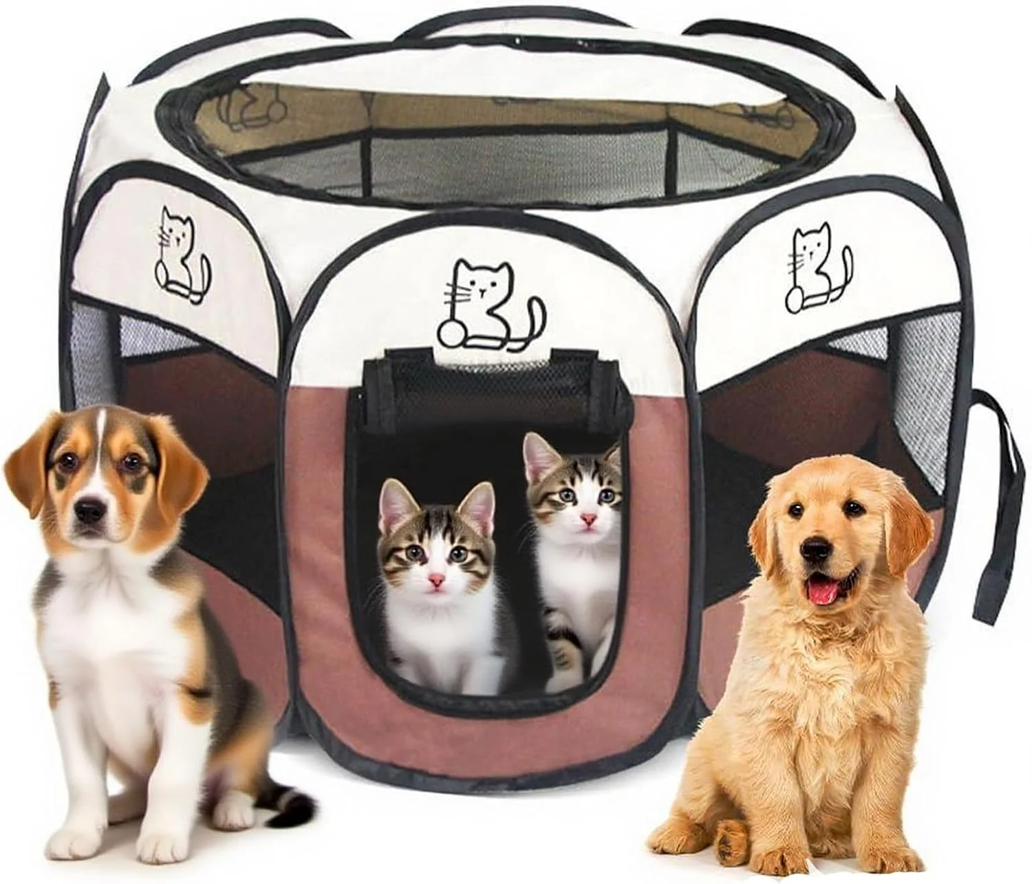 محوطه بازی توله سگ 74x74x43 سانتی متر - محوطه بازی تاشو برای سگ ها و گربه ها - محفظه خرگوش - محوطه بازی ایمن حیوانات کوچک برای استفاده در خانه و فضای باز