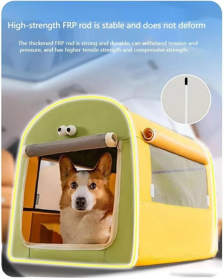 صندلی عقب خودرو حیوانات خانگی Puppytaste، خانه حیوانات خانگی قابل حمل، قفس پارچه ای تاشو با پنجره های توری، سبز و زرد