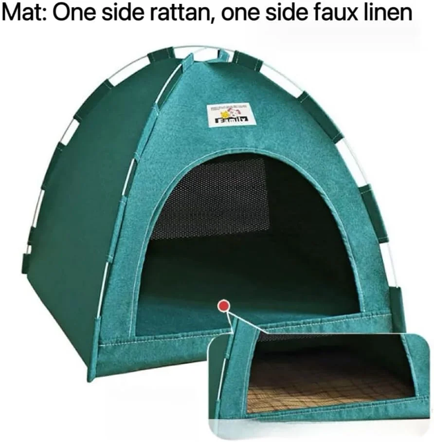 لانه چادر حیوانات خانگی QESQAR، تخت خواب حیوانات خانگی قابل شستشو برای تمام فصول، خانه تاشو گربه و سگ با تشک دو طرفه (سایز M: 2 کیلوگرم و کمتر)