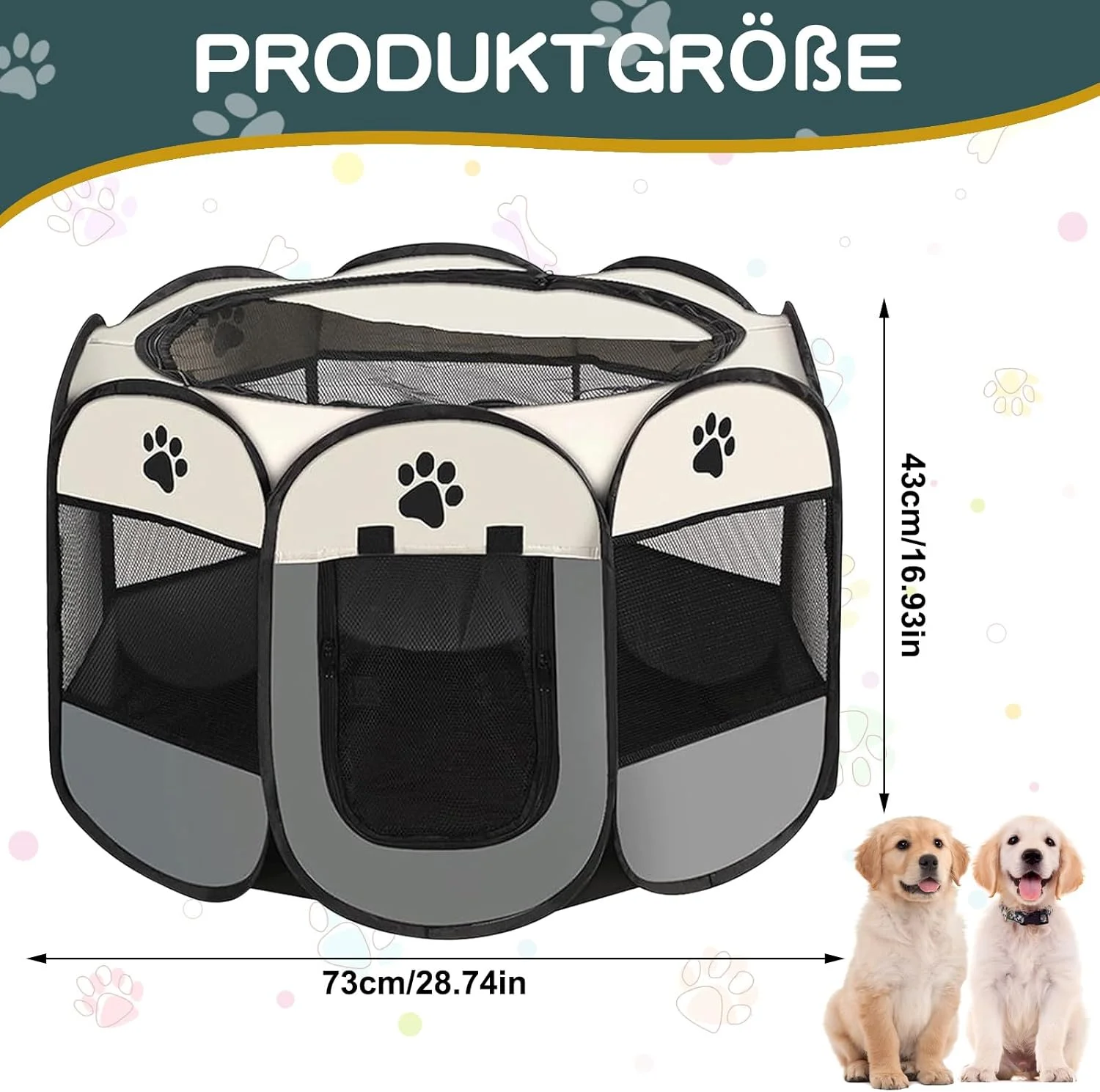  باکس تاشو سگ پاپی ران - پارک بازی توله سگ تاشو چادر سگ محفظه گربه برای قفس سگ داخلی و خارجی چادر سگ فضای باز پارک بازی خرگوش چادر گربه سگ محفظه حیوانات کوچک