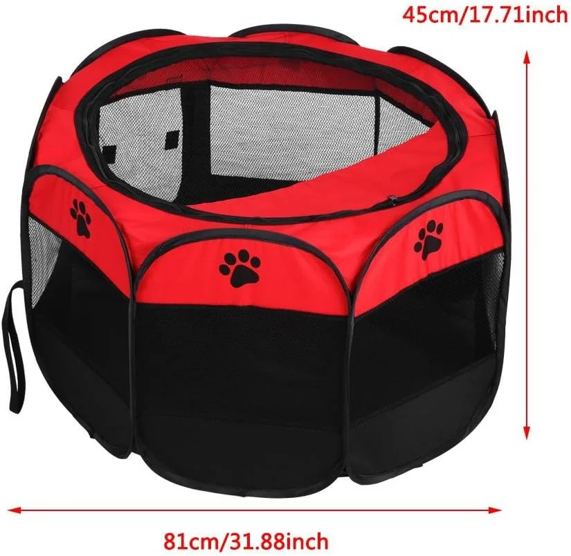 محوطه بازی توله سگ، محوطه بازی تاشو قابل حمل حیوانات خانگی، چادر بازی سگ، 81 x 45 سانتی متر (قرمز)