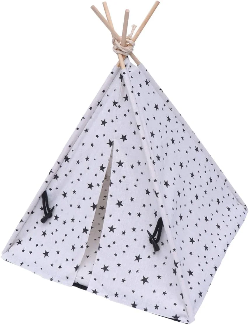 تیپی حیوانات خانگی، چادر سگ و گربه قابل شستشو، چادر تنفسی حیوانات خانگی، خانه و تخت مناسب حیوانات خانگی، مناسب فضای داخلی و خارجی، ابعاد 43x43x53 سانتی متر