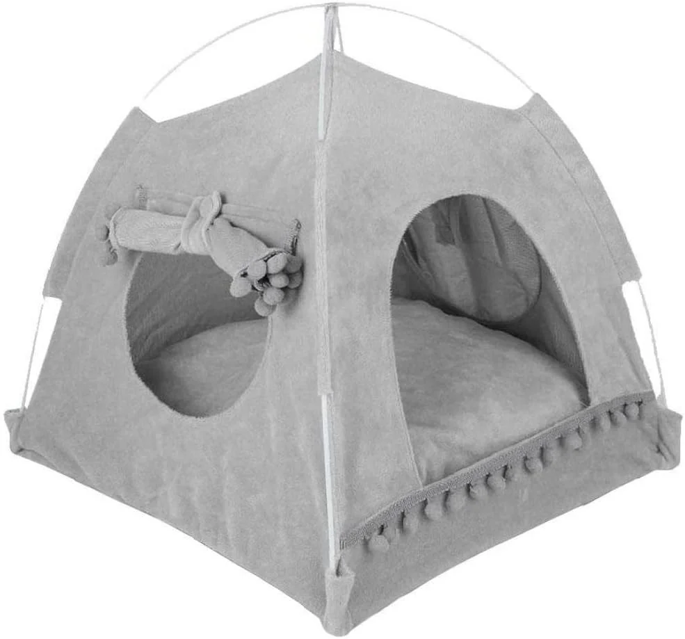 چادر حیوانات خانگی سگ گربه تیپی با کوسن و بالش قابل شستشو و جداشدنی خانه توله سگ برای زمستان سبز M