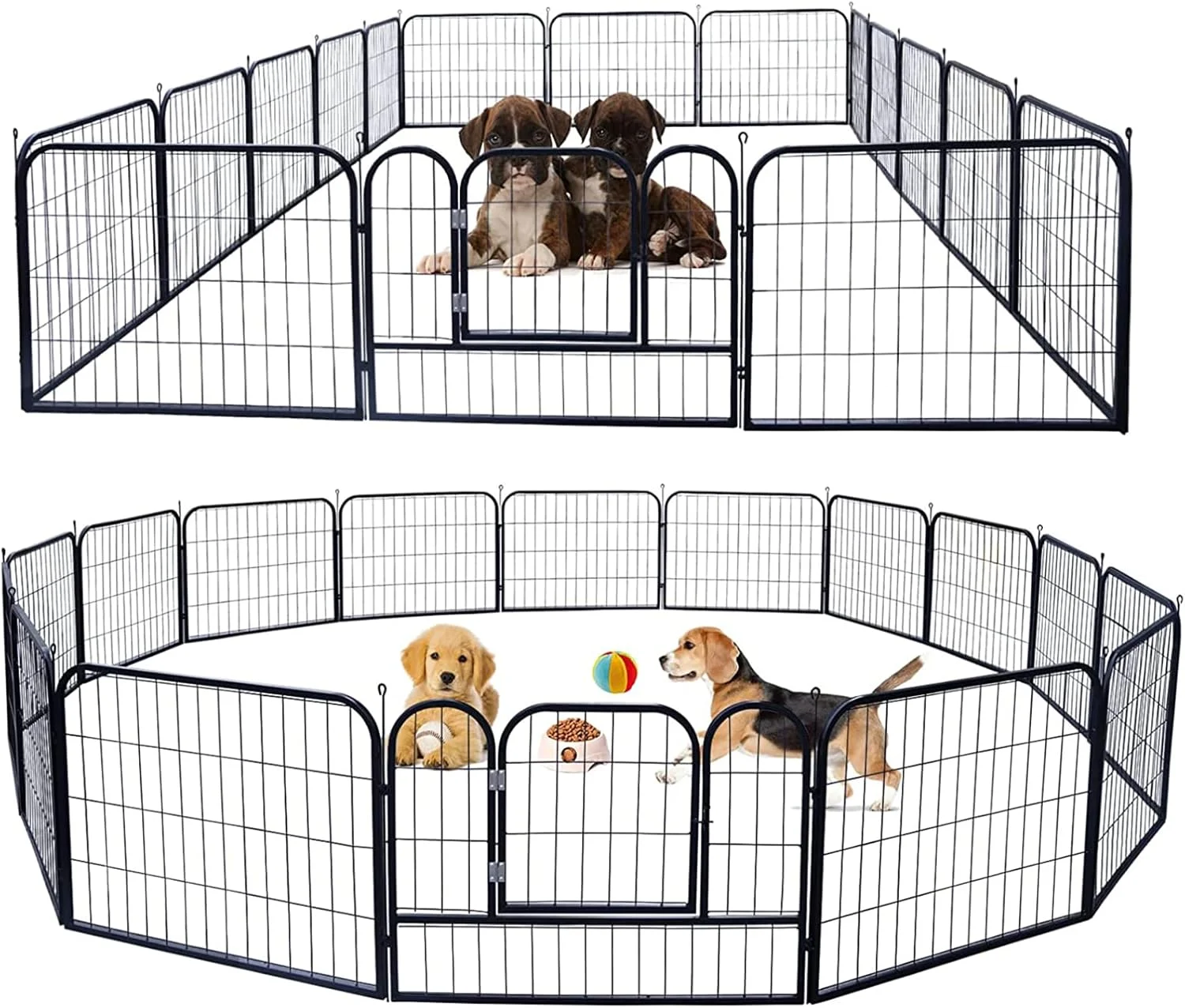 محوطه بازی فلزی سنگین تِمکین برای سگ، با ارتفاع 31.5 اینچ، 16 پنل ضد زنگ، محوطه بازی توله سگ مناسب فضای داخلی و خارجی برای سگ های کوچک/متوسط/بزرگ، حصارهای تاشو سگ برای حیاط، خانه، کمپ (16 پنل)