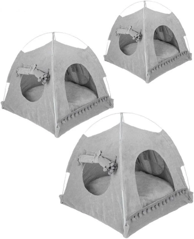 چادر حیوانات خانگی سگ گربه تیپی با کوسن و بالش قابل شستشو و جداشدنی خانه توله سگ برای زمستان سبز M