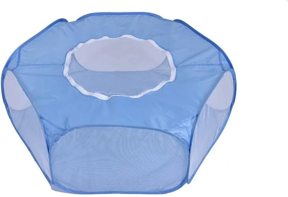 محوطه بازی حیوانات کوچک XWBLDBDFC، چادر قفس حیوانات، چادر حیوانات خانگی شفاف و تنفسی با پوشش بالایی، محوطه بازی حیوانات خانگی با باز شدن خودکار، حصار تاشو حیاط سرپوشیده و روباز برای حیوانات کوچک - آبی