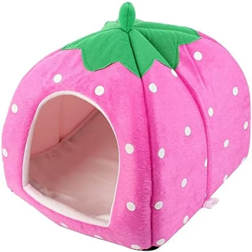 خانه تاشو سگ و گربه با طرح نقطه ای XYWHPGV، سرخابی