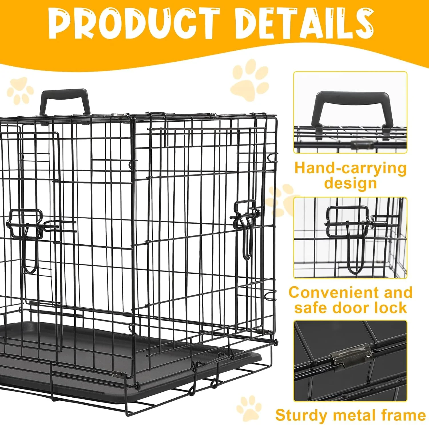 قفس بزرگ سگ XPIY - لانه فلزی 57 اینچی برای سگ های متوسط و کوچک، قفس بزرگ و ایمن XL برای توله سگ در داخل و خارج از منزل با زیرانداز راحت، محوطه بازی حیوانات خانگی، محوطه بازی حصار سگ
