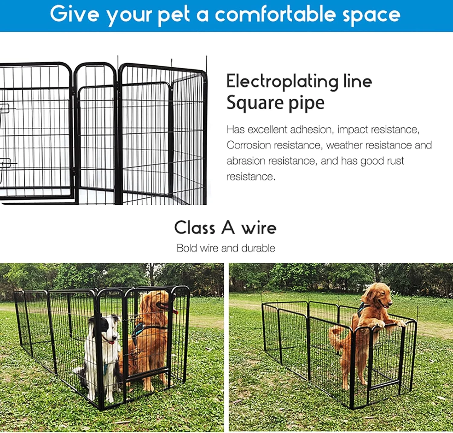 قلم محوطه داخلی سگ xpZcJh، محوطه تمرین حصار سگ با در، محوطه بازی سگ 8 پنلی ارتفاع 31.5 اینچ، محوطه تمرین حیوانات خانگی توله سگ، حصار سگ قابل حمل، قفس جعبه ای در فضای باز برای سگ های کوچک و متوسط