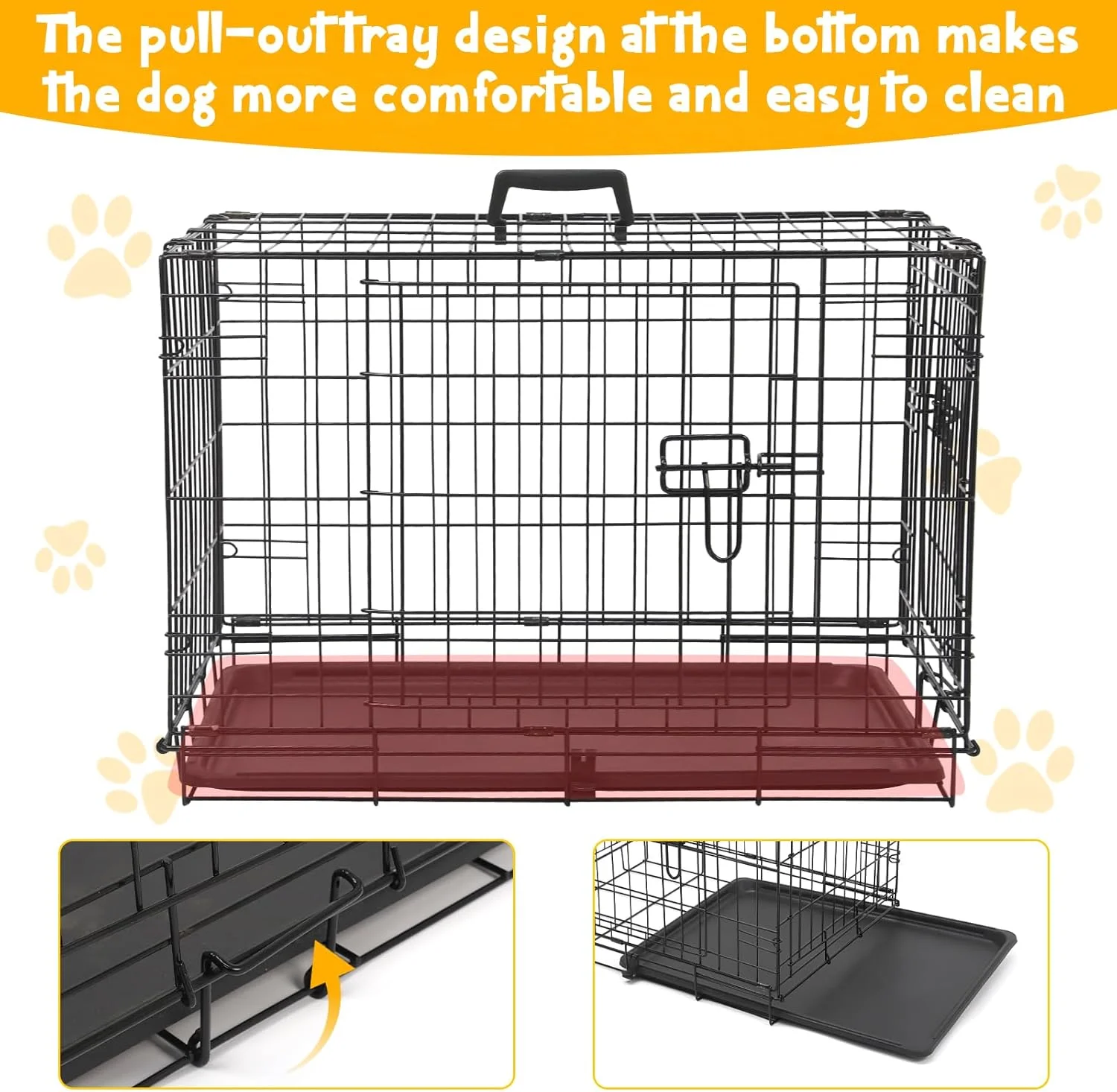 قفس بزرگ سگ XPIY - لانه فلزی 57 اینچی برای سگ های متوسط و کوچک، قفس بزرگ و ایمن XL برای توله سگ در داخل و خارج از منزل با زیرانداز راحت، محوطه بازی حیوانات خانگی، محوطه بازی حصار سگ
