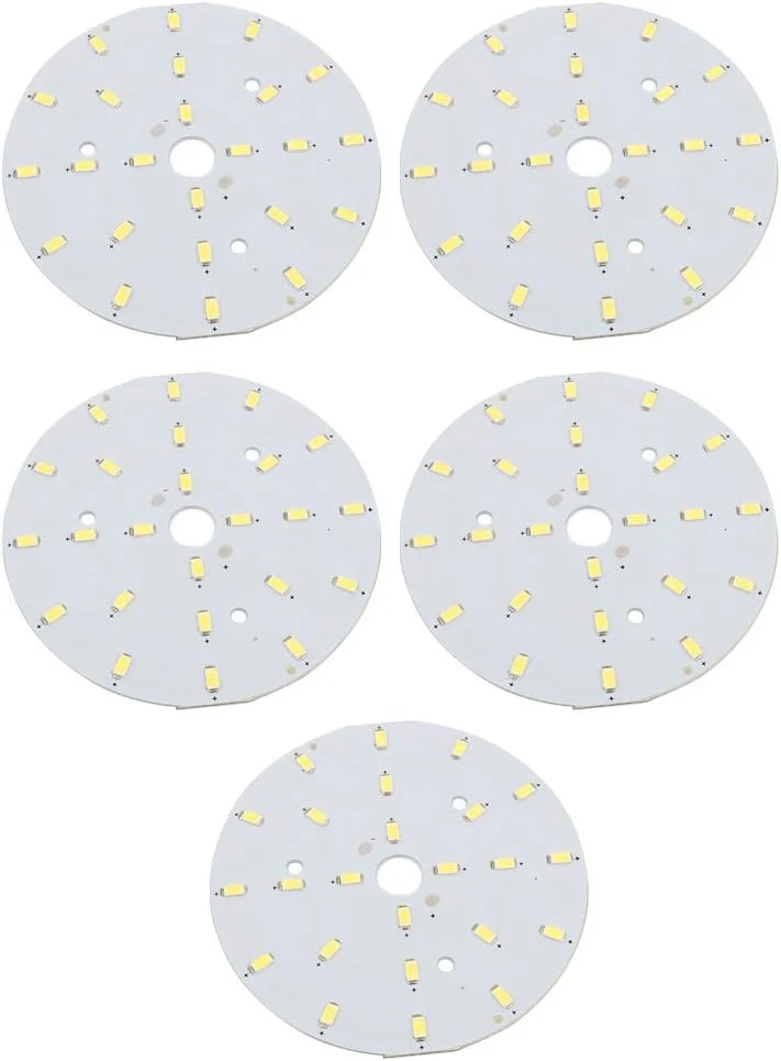 برد چراغ سقفی ال ای دی 5 عددی Ruilogod، قطر 100 میلی متر، 12 وات، 24 ال ای دی 5730 SMD با توان بالا، سفید خالص برد چراغ سقفی ال ای دی 5 عددی Ruilogod، قطر 100 میلی متر، 12 وات، 24 ال ای دی 5730 SMD با توان بالا، سفید خالص