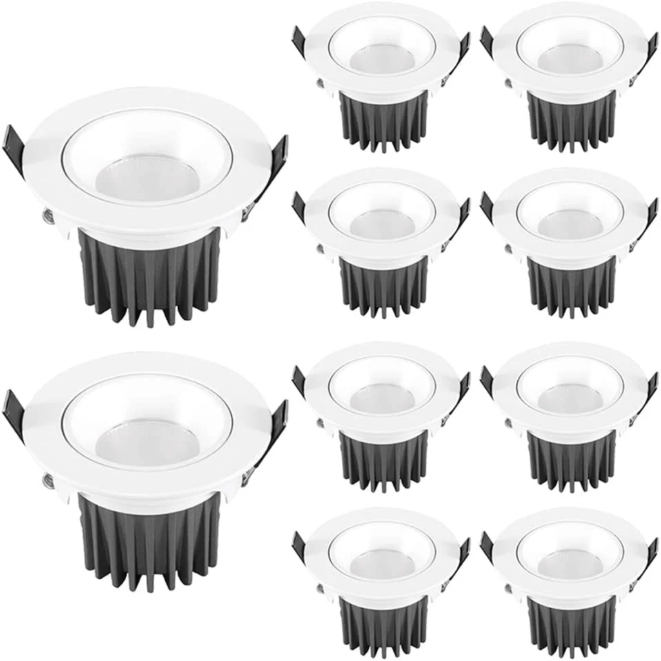 چراغ سقفی توکار ال ای دی گرد TXHDDPNHD بسته 10 عددی، 2 اینچ، 3 اینچ، 3.5 اینچ، 5 وات، 7 وات، 10 وات، 12 وات، 15 وات، نورپردازی مناسب برای لامپ اتاق نشیمن، و غیره، 3 رنگ قابل انتخاب 3000K-6000K