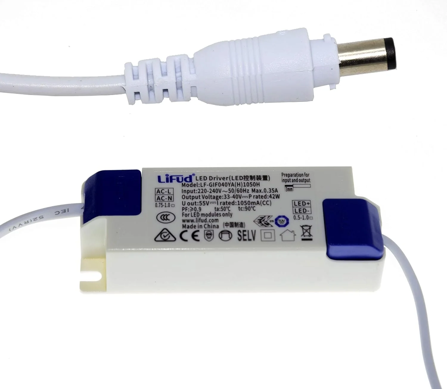 درایور ال ای دی 40 وات بدون پرش تصویر SuperTech LiFud، 220-240 ولت / DC 33-40 ولت / 950-1050 میلی آمپر، ~50/60 هرتز، دارای سر نری [کلاس انرژی A+++]