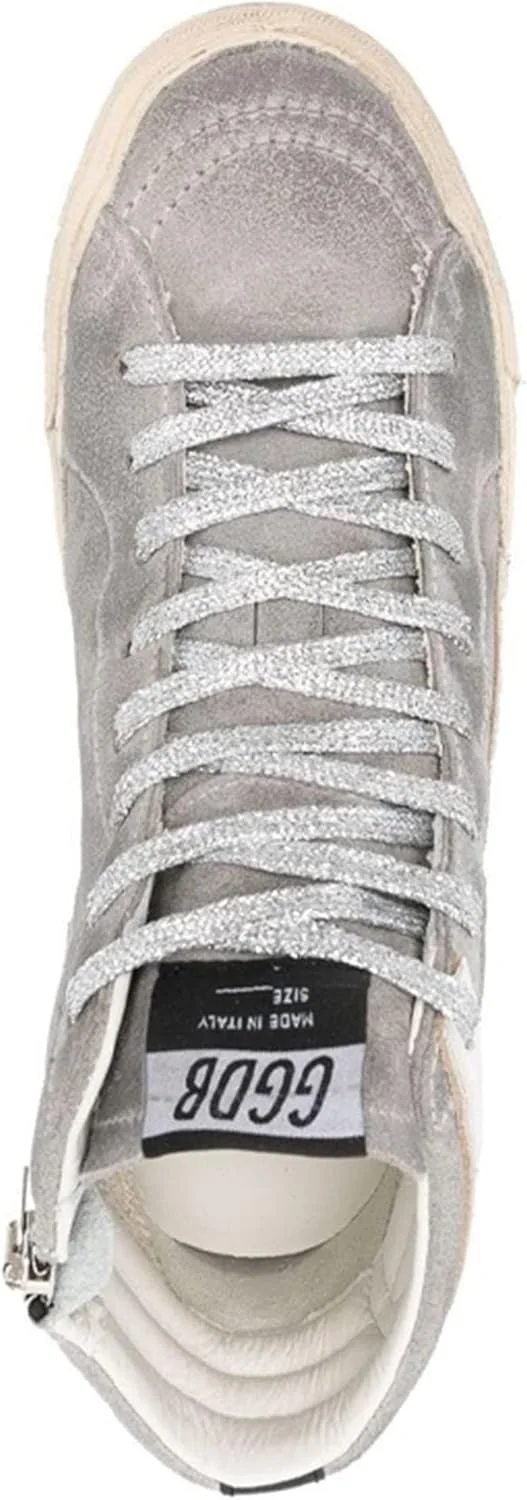 کفش‌های ورزشی تخت و محبوب گلدن گوس، بنددار و ضد لغزش، کفش‌های ورزشی ساق بلند سفید مردانه