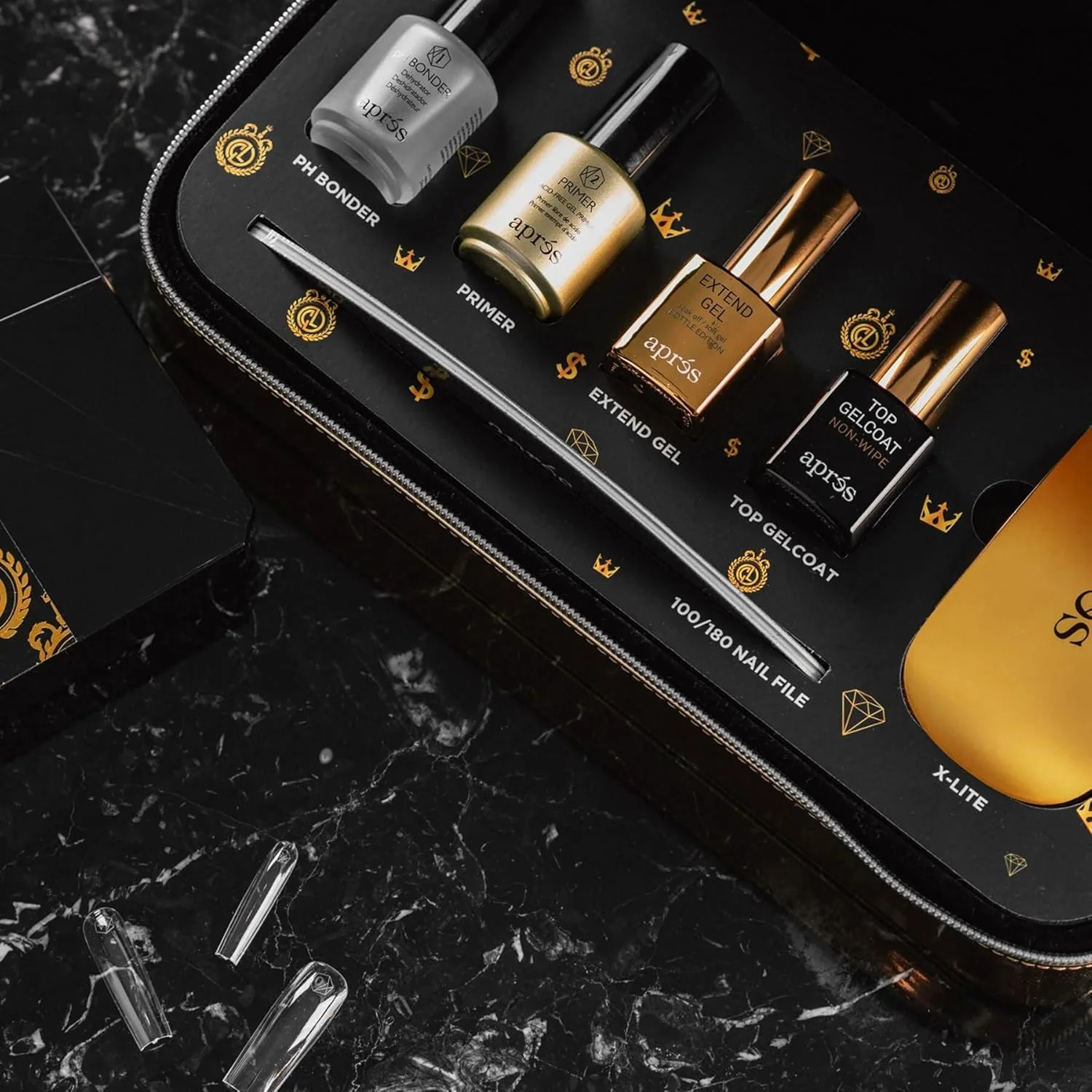 کیت استارتر حرفه ای APRÉS Chaun Legend x Gel-X شامل PH Bonder، پرایمر ژل غیر اسیدی، ژل اکستند Soak Off، تاپ ژل کوت بدون نیاز به پاک کردن، چراغ LED و سوهان سمباده ای