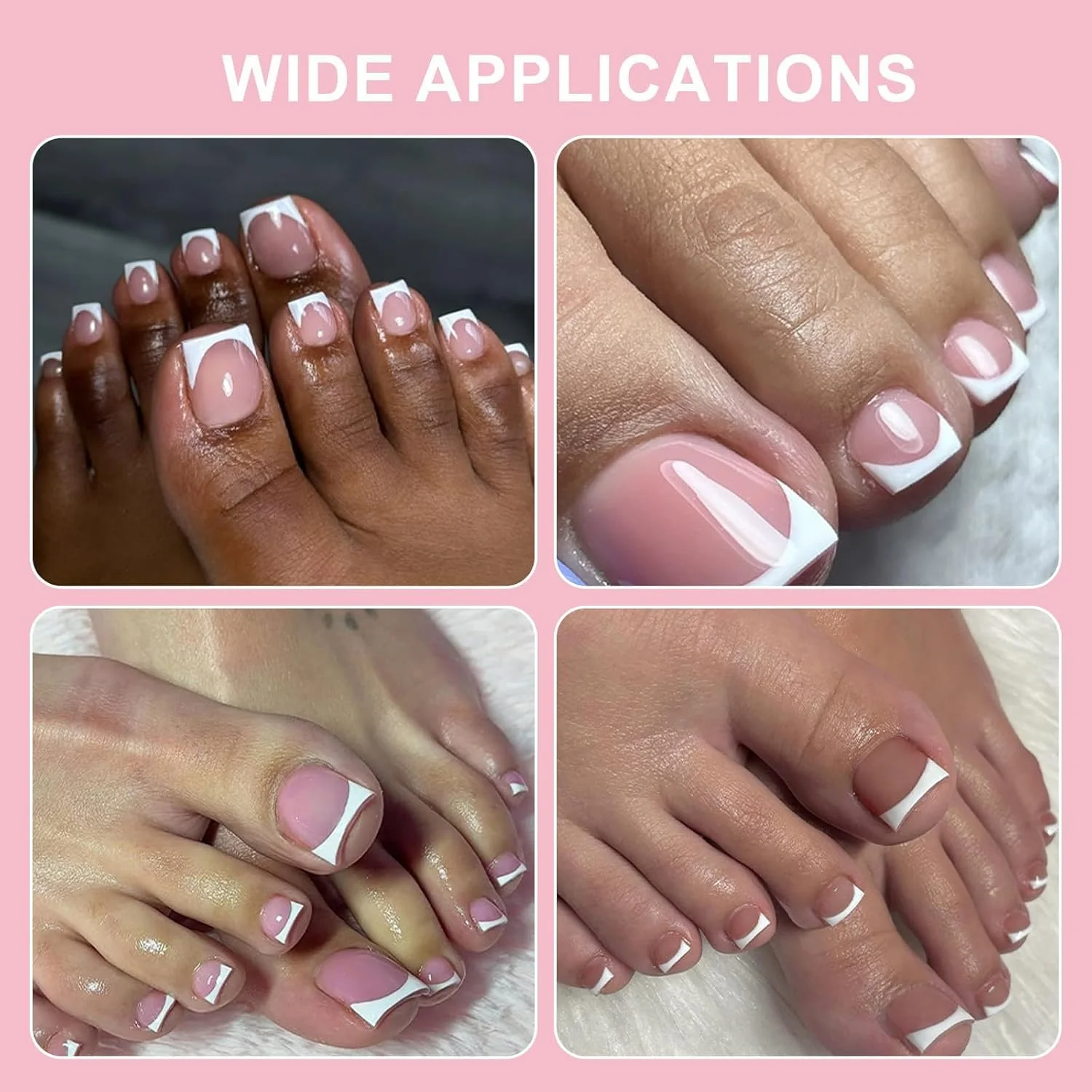 ناخن مصنوعی پا، ناخن مصنوعی پا با طرح فرنچ، 150 عدد ناخن مصنوعی ژلی نرم از پیش طراحی شده، اکستنشن ناخن انگشت پا صورتی توت فرنگی پوشش کامل اکریلیک برای DIY در 15 سایز ناخن مصنوعی پا، ناخن مصنوعی پا با طرح فرنچ، 150 عدد ناخن مصنوعی ژلی نرم از پیش طراحی شده، اکستنشن ناخن انگشت پا صورتی توت فرنگی پوشش کامل اکریلیک برای DIY در 15 سایز