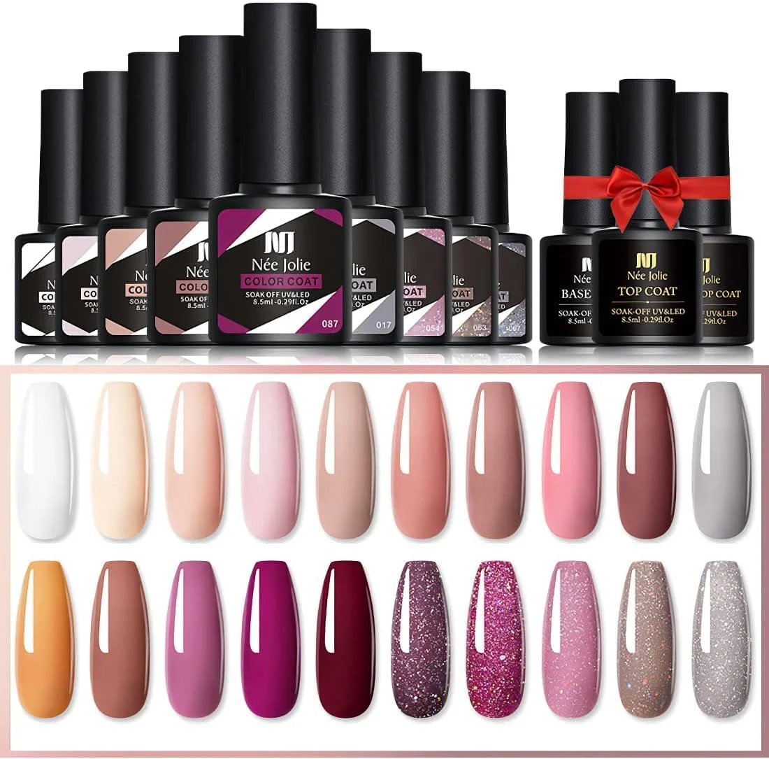 ست لاک ژل 23 عددی Goreem شامل 20 رنگ لاک ژل، ژل بیس، تاپ کت و تاپ کت مات برای طراحی ناخن در سالن های آرایشی ویژه بانوان 16# لاک ژل سالم و سازگار با محیط زیست