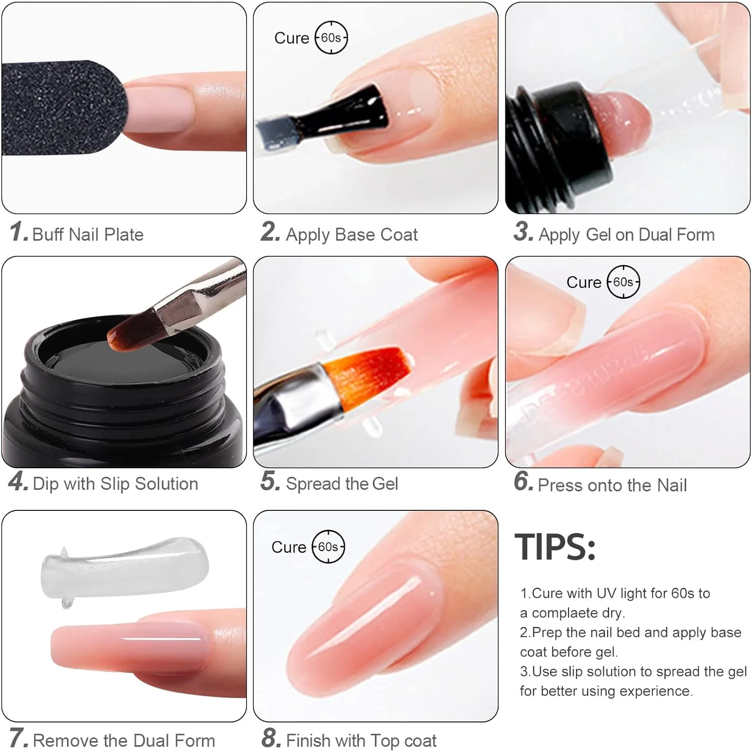 ست ژل اکستنشن ناخن Eacam - خشک کن لامپ UV/LED، بیس کت، تاپ کت، پولیش تقویت کننده، برس، سوهان، گیره - کیت ابزار مانیکور