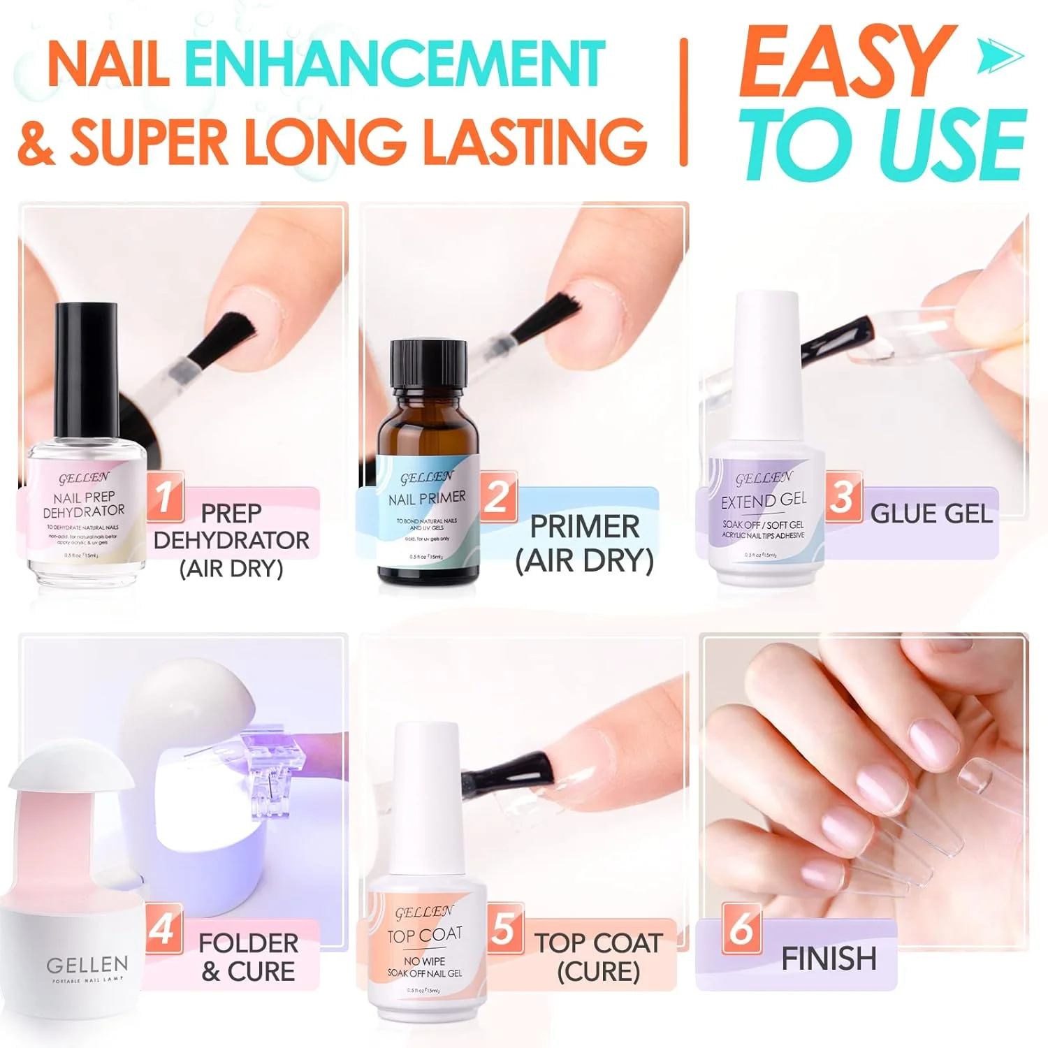 کیت اکستنشن ناخن ژلی Gellen، کیت ناخن ژل ایکس با 240 عدد تیپ ناخن بادامی، چسب ژلی 3 در 1، دهیدراتور و پرایمر آمادهسازی ناخن، لامپ ناخن UV LED، تزئینات ناخن برای ست مانیکور DIY کیت اکستنشن ناخن ژلی Gellen، کیت ناخن ژل ایکس با 240 عدد تیپ ناخن بادامی، چسب ژلی 3 در 1، دهیدراتور و پرایمر آمادهسازی ناخن، لامپ ناخن UV LED، تزئینات ناخن برای ست مانیکور DIY