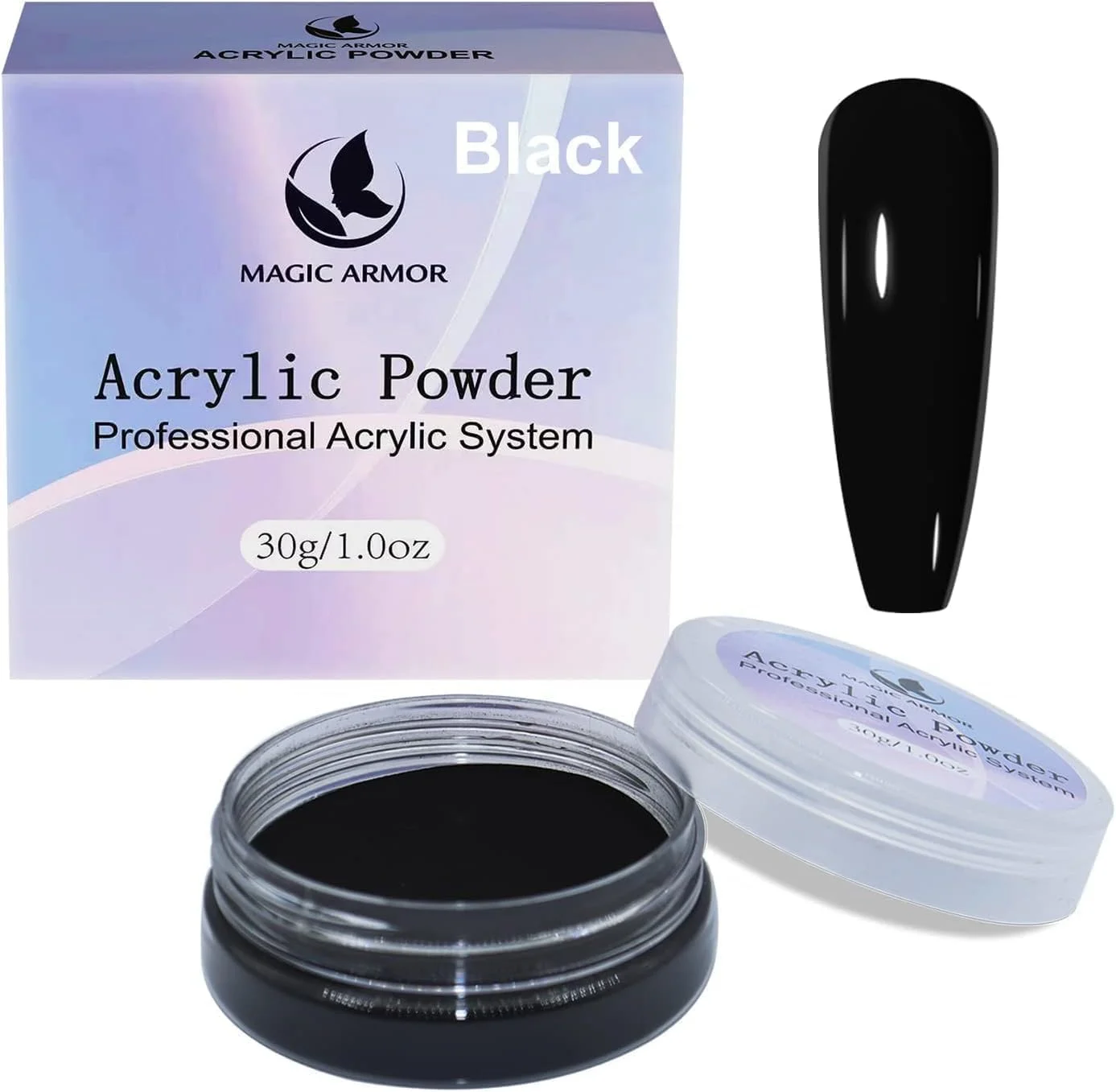پودر اکریلیک هاتولاو، پودر اکریلیک مشکی 30 گرمی، سیستم پودر اکریلیک ناخن حرفه ای برای اکستنشن ناخن های اکریلیک، بدون نیاز به لامپ ناخن، تقویت کننده ناخن، کیت ناخن بادوام برای مبتدیان
