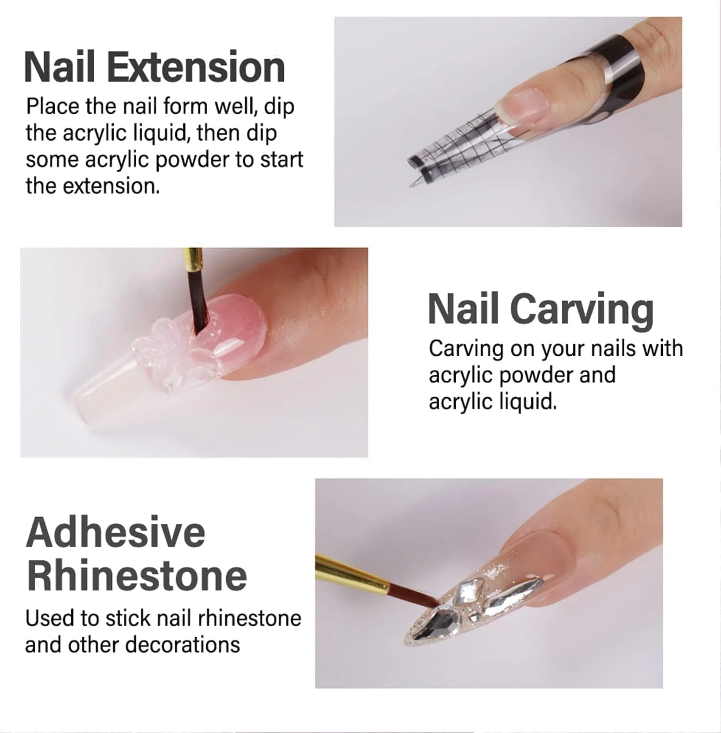 پودر اکریلیک هاتولاو، پودر اکریلیک مشکی 30 گرمی، سیستم پودر اکریلیک ناخن حرفه ای برای اکستنشن ناخن های اکریلیک، بدون نیاز به لامپ ناخن، تقویت کننده ناخن، کیت ناخن بادوام برای مبتدیان