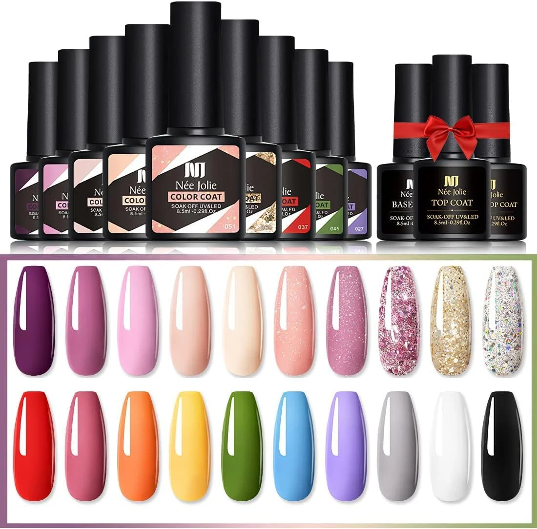 ست لاک ژل گوریم، 23 تکه، شامل 20 رنگ لاک ژل، ژل بیس، تاپ کت و تاپ کت مات برای طراحی ناخن، مناسب سالن های آرایشی بانوان، شماره 11، لاک ژل بهداشتی و سازگار با محیط زیست