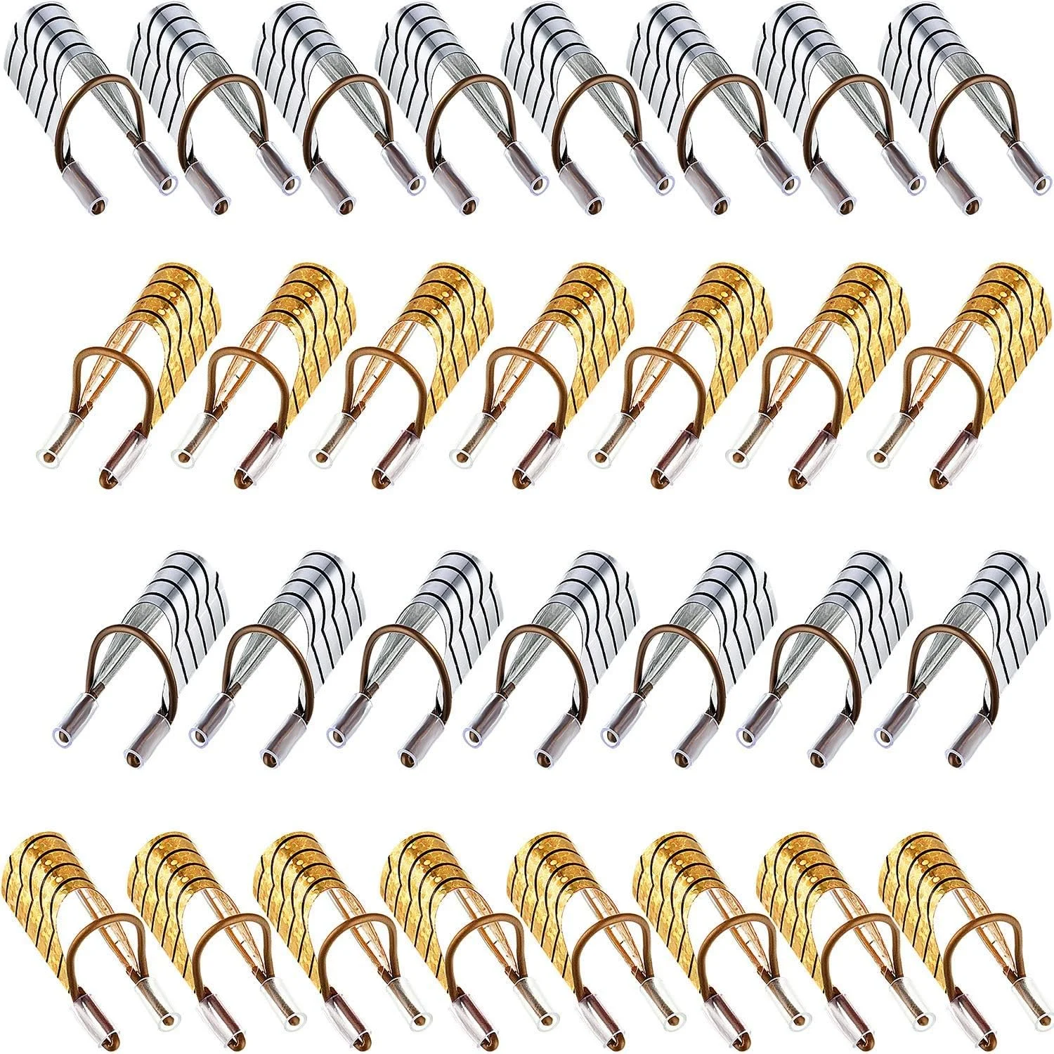 ست فرم اکستنشن ناخن، راهنمای نوک ناخن قابل استفاده مجدد برای استفاده از اکریلیک و ژل UV، استیکرهای محافظ درجه یک سالن برای مانیکور DIY در خانه، سایزبندی جهانی (20 تکه، طلایی و نقره ای)