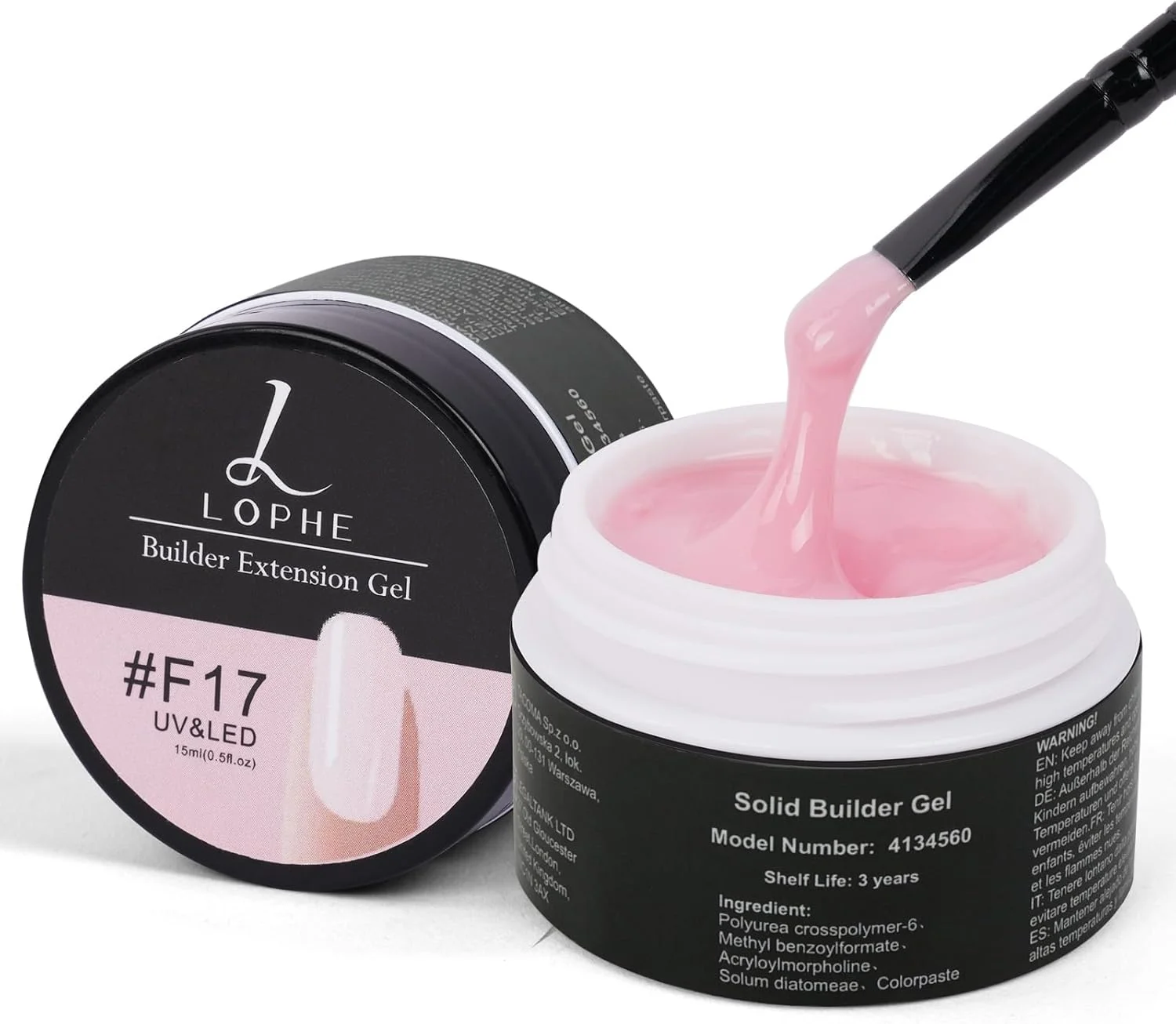 ژل بیلدر LOPHE برای ناخن های ژلی، 15 میلی لیتر ژل UV برای اکستنشن و مدلینگ ناخن، ژل بیلدر طراحی ناخن، لاک ژل برای استفاده در خانه و سالن (F17)