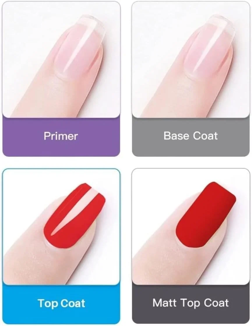مجموعه 4 عددی Bolt bee - خشک کن لامپ UV - روکش مات، روکش براق، بیس کت، پرایمر ناخن، پرداخت بافت دار - 15 میلی لیتر هر کدام - برای اکستنشن ناخن اکریلیک/پلی ژل/ژل - رنگ ژل ناخن یا طراحی ناخن DIY