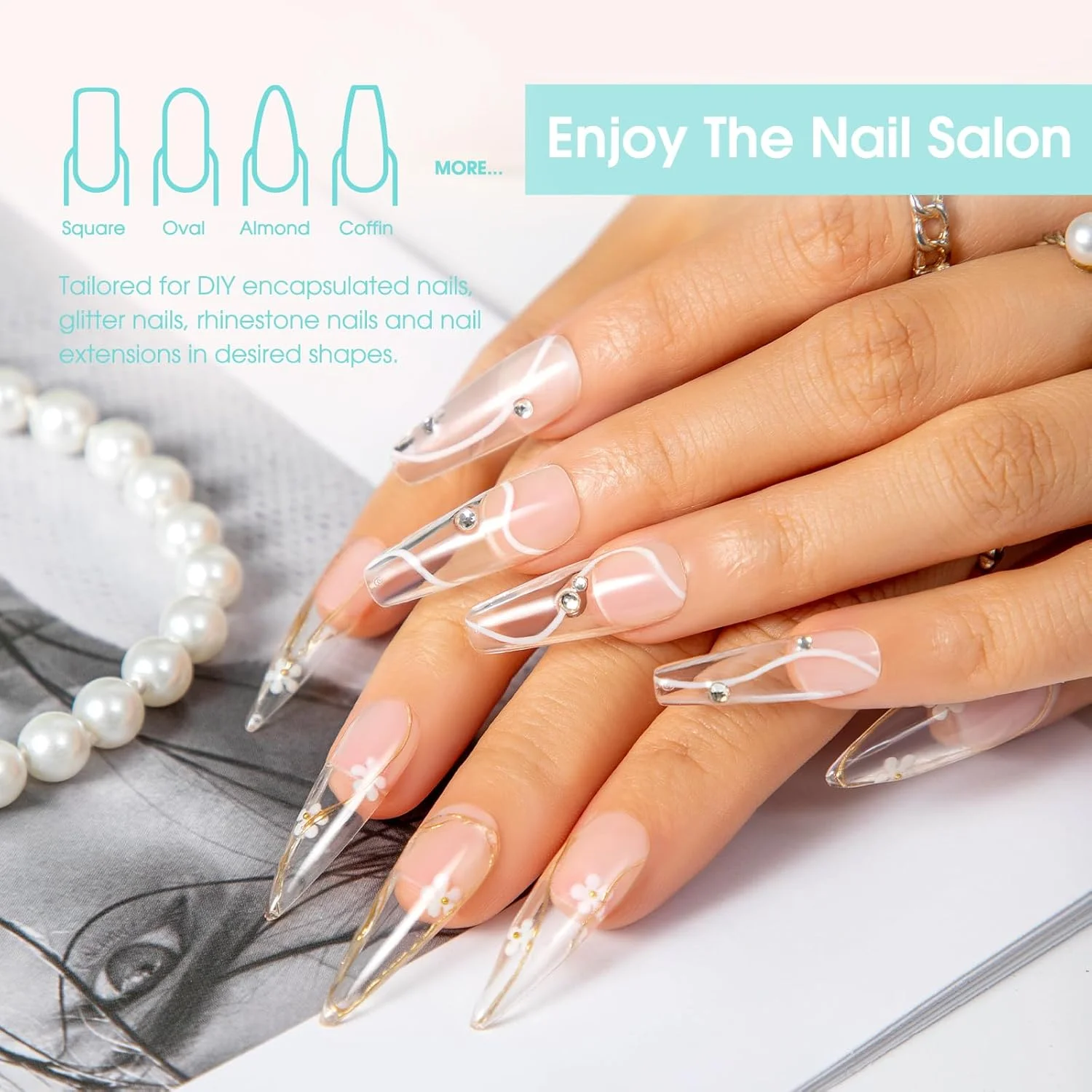 ژل پلی ناخن شفاف ROSALIND - 2 عدد 30 میلی لیتری، سازنده اکریلیک برای ناخن، ضخیم کننده و افزایش طول