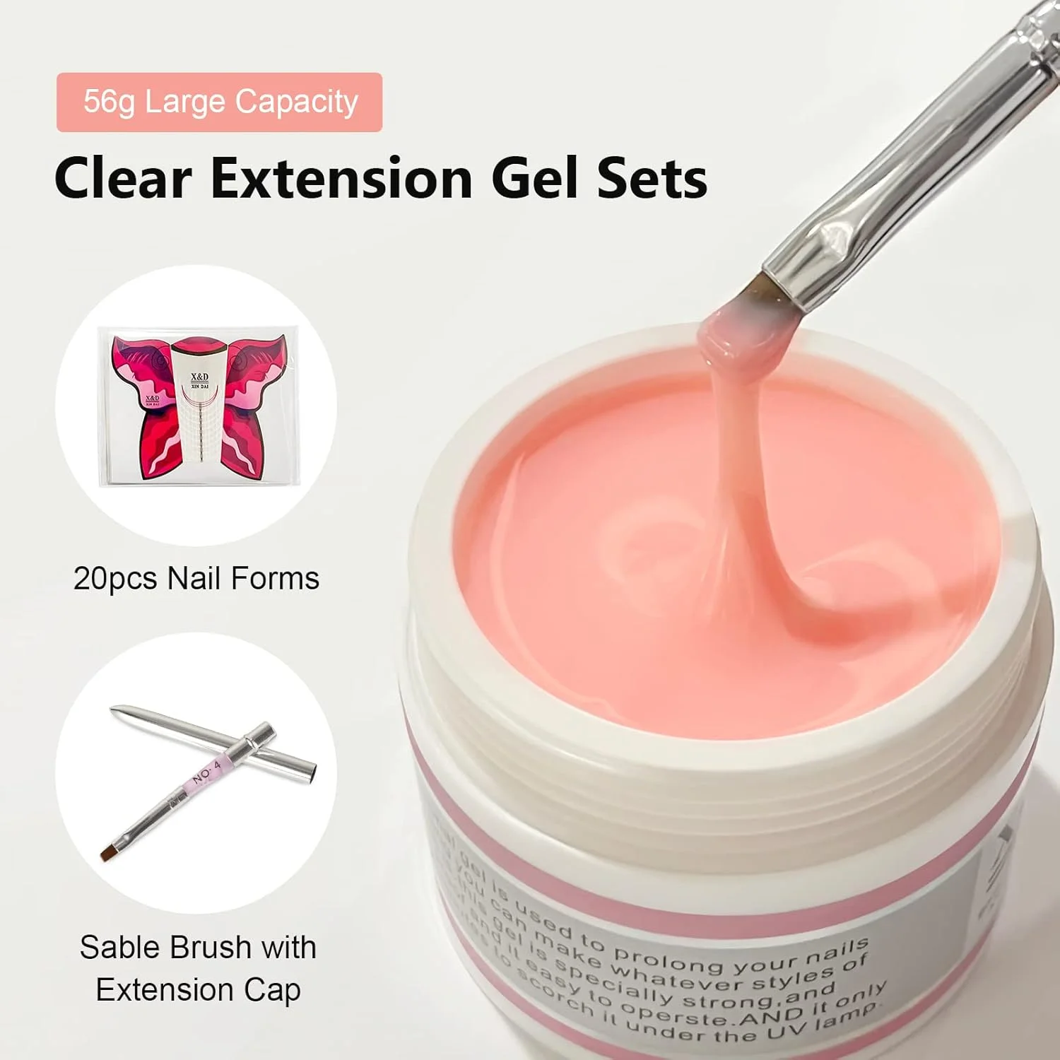 کیت لاک ژل ناخن X&D پلی ژل خشک شونده سریع UV، 56 گرم، رنگ طبیعی و شفاف، اکستنشن ناخن با فرم ناخن، ست برس سمور ناخن اکریلیک با درپوش (صورتی) کیت لاک ژل ناخن X&D پلی ژل خشک شونده سریع UV، 56 گرم، رنگ طبیعی و شفاف، اکستنشن ناخن با فرم ناخن، ست برس سمور ناخن اکریلیک با درپوش (صورتی)