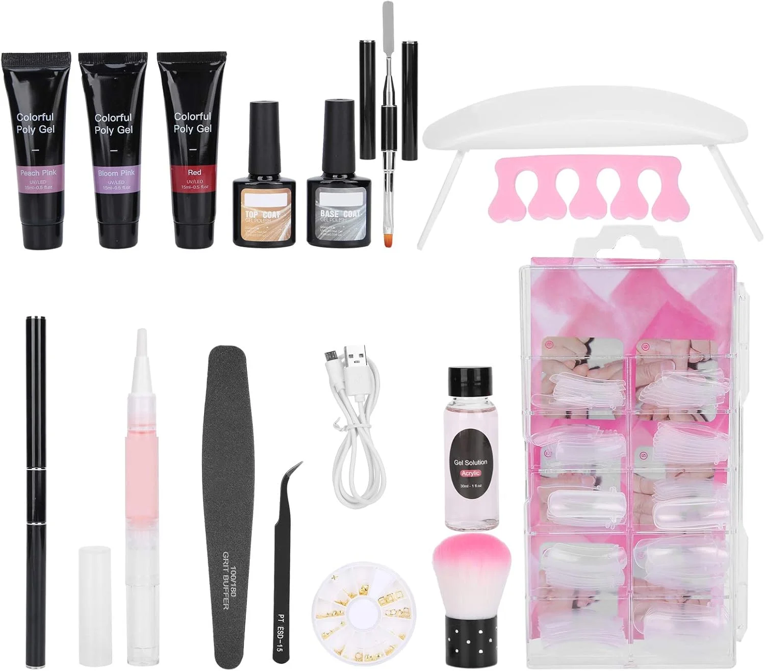 ست ابزار طراحی ناخن و مانیکور Shandongmt، شامل ژل کاشت ناخن، پرایمر، دستگاه خشک کن، سوهان ناخن، ست تزئینات و ابزار مانیکور برای مبتدیان و هدیه ای برای دختران ست ابزار طراحی ناخن و مانیکور Shandongmt، شامل ژل کاشت ناخن، پرایمر، دستگاه خشک کن، سوهان ناخن، ست تزئینات و ابزار مانیکور برای مبتدیان و هدیه ای برای دختران