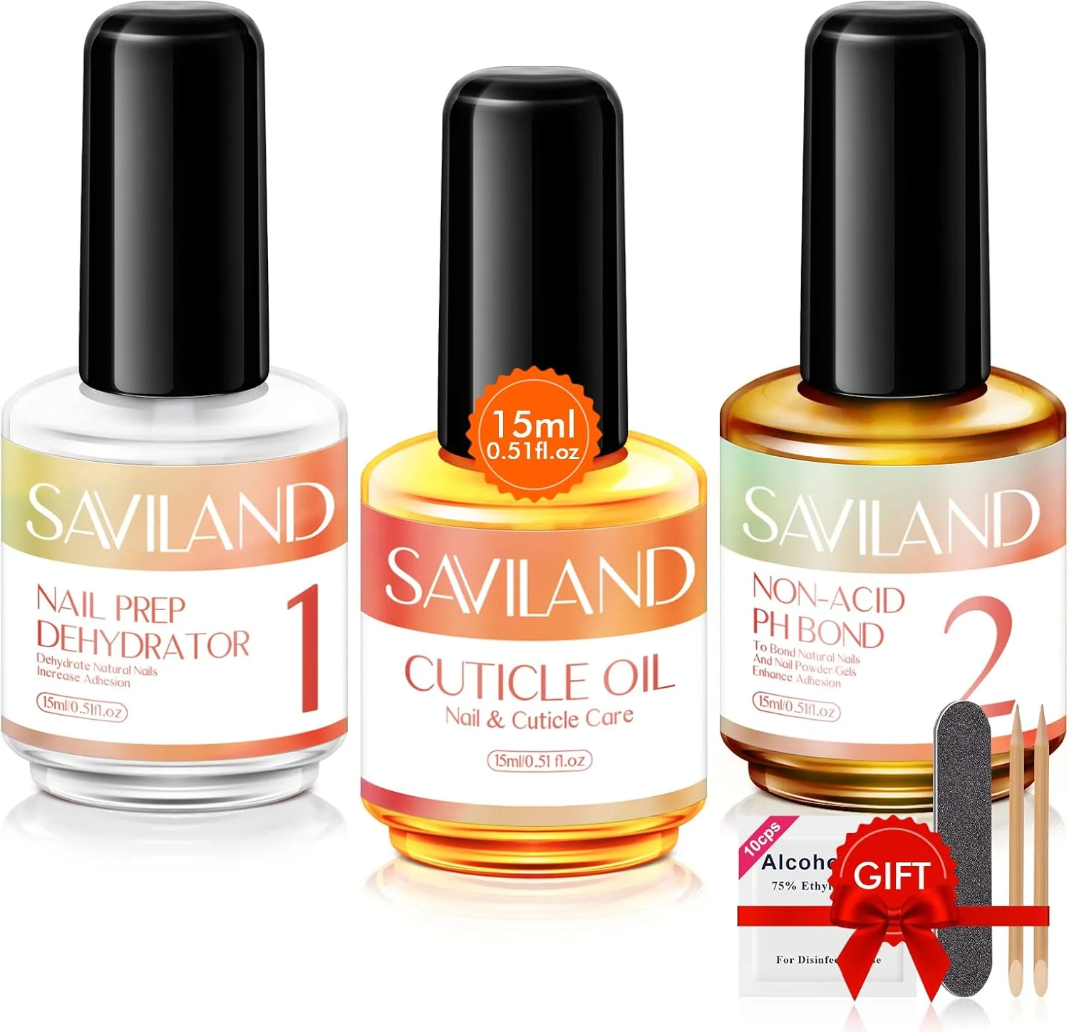 محلول خشک کننده و پرایمر ناخن 15 میلی لیتری SAVILAND و روغن کوتیکول ناخن - پرایمر ناخن طبیعی بدون اسید 16 عددی و آماده ساز ناخن خشک کننده برای لاک ژل و ابزار هنر ناخن سالن ناخن اکریلیک