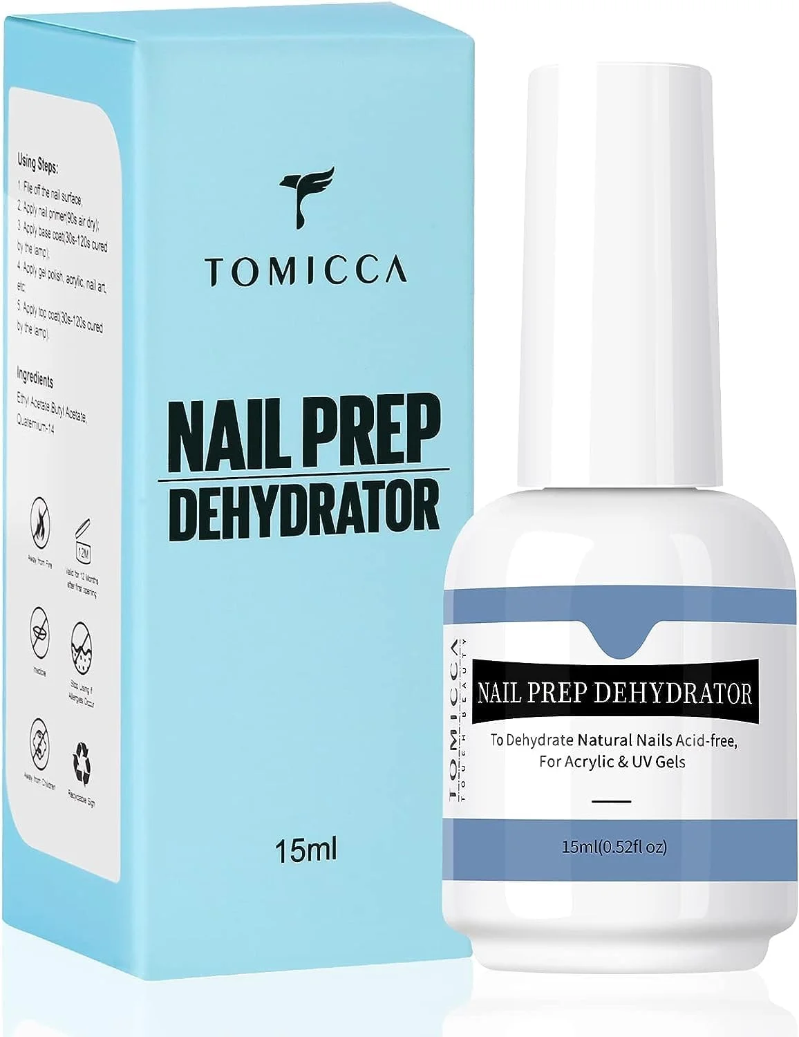 آمادهساز حرفهای ناخن طبیعی TOMICCA، پرایمر اتصال برتر ناخن برای پودر اکریلیک و لاک ژل 15 میلیلیتر، یک عدد، دو منظوره، خشککننده سریع، لاک پایه، مایع باندر مانیکور آمادهساز حرفهای ناخن طبیعی TOMICCA، پرایمر اتصال برتر ناخن برای پودر اکریلیک و لاک ژل 15 میلیلیتر، یک عدد، دو منظوره، خشککننده سریع، لاک پایه، مایع باندر مانیکور