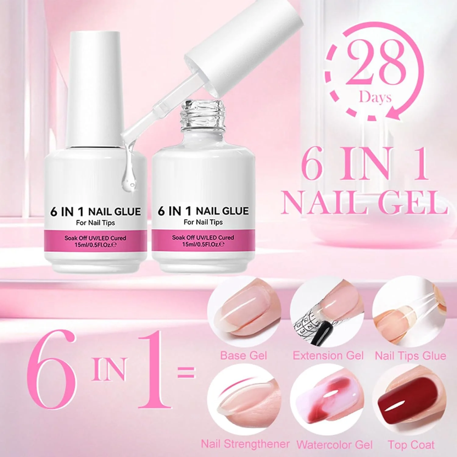 ژل ساختار ناخن | چسب تقویت کننده | چسب پرایمر چسبنده 6 در 1 سنگ های قیمتی برای قالب گیری و اکستنشن برای خانم ها و دختران مبتدی ژل ساختار ناخن | چسب تقویت کننده | چسب پرایمر چسبنده 6 در 1 سنگ های قیمتی برای قالب گیری و اکستنشن برای خانم ها و دختران مبتدی