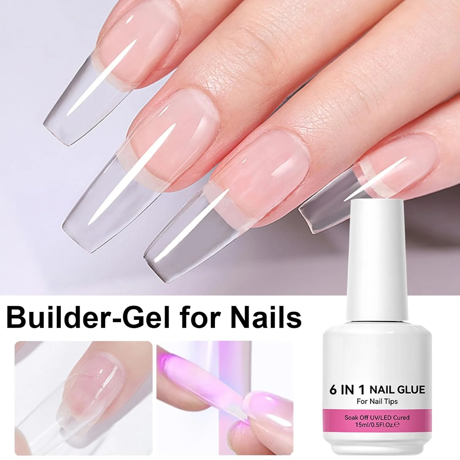 ژل ساختار ناخن، بیس کت - پرایمر ژل سازنده 6 در 1، تقویت کننده، چسب قالب گیری برای مبتدیان دخترانه سالن خانگی ژل ساختار ناخن، بیس کت - پرایمر ژل سازنده 6 در 1، تقویت کننده، چسب قالب گیری برای مبتدیان دخترانه سالن خانگی