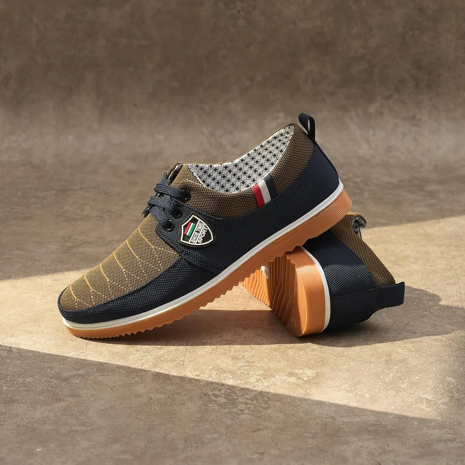 کفش های روزمره مردانه SMILIN - کفش های کتانی سبک و تنفسی با آستر نرم و بند دار مناسب برای استفاده روزانه، سرمه ای، سایز 8.5