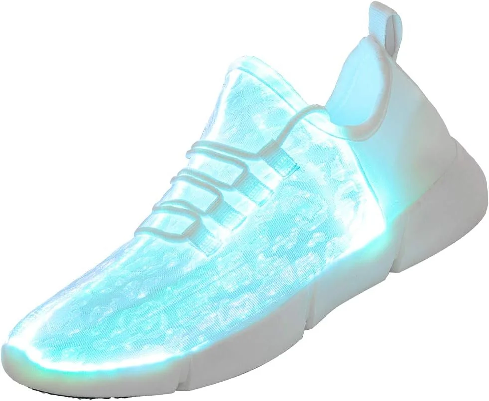 کفش‌های کتانی LED فیبر نوری زنانه و مردانه با قابلیت شارژ USB، مناسب برای جشن‌ها، مهمانی‌ها، رقص و کفش‌های درخشان کودکان