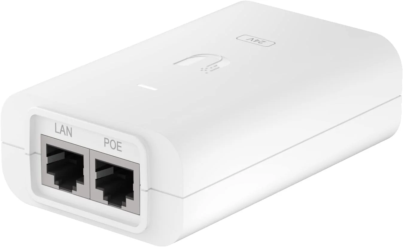 آداپتور PoE گیگابیتی Ubiquiti Networks مدل POE-24-12W-G-WH (سفید، دارای استانداردهای CE، FCC، IC، UL، 24 ولت، 100-240 ولت، 50/60 هرتز)