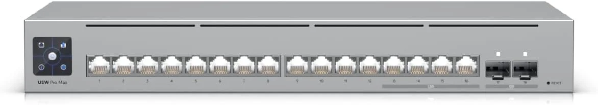 سوییچ مدیریتی یوبیکیوتی نتورکس Pro Max 16 با 2 پورت 10G SFP، 4 پورت 2.5GbE و 12 پورت 1GbE