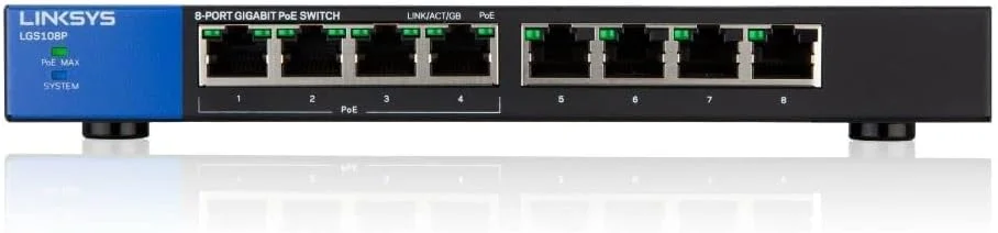 سوئیچ دسکتاپ گیگابیتی PoE تجاری 8 پورت LINKSYS LGS108P سوئیچ دسکتاپ گیگابیتی PoE تجاری 8 پورت LINKSYS LGS108P